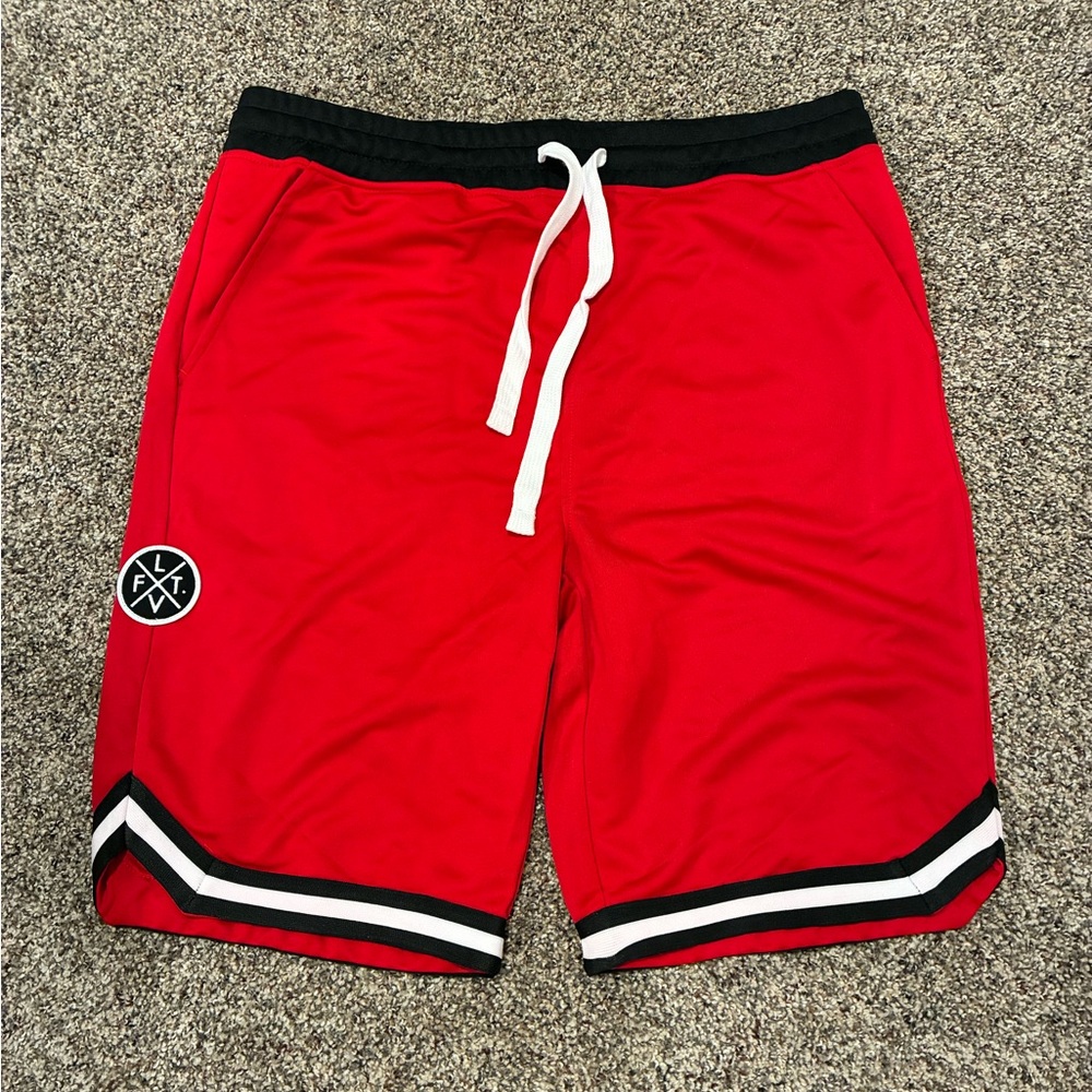 Red and Black Athletic Shorts with Retro Design